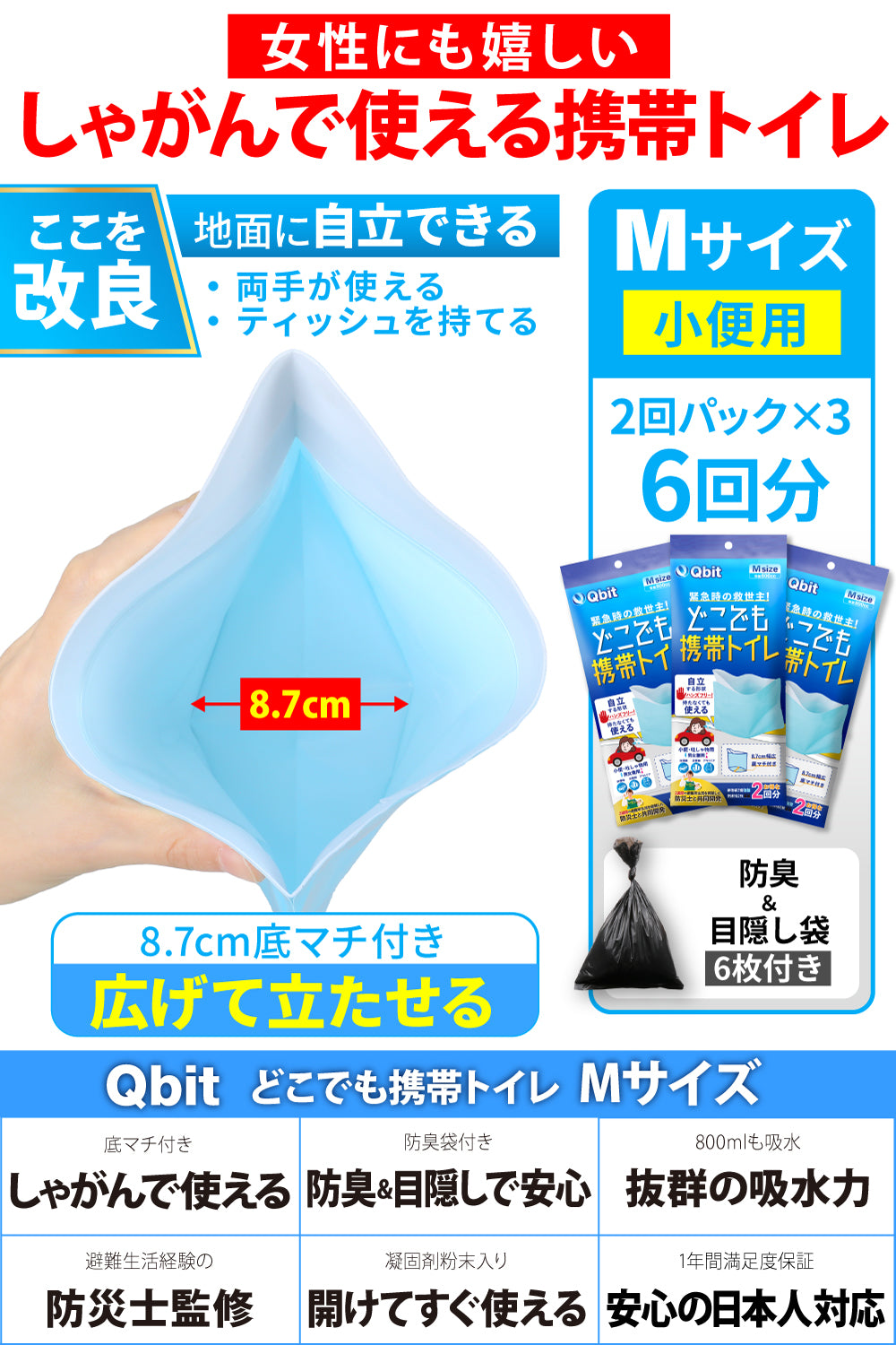 Qbit どこでも携帯トイレ 小便用Mサイズ