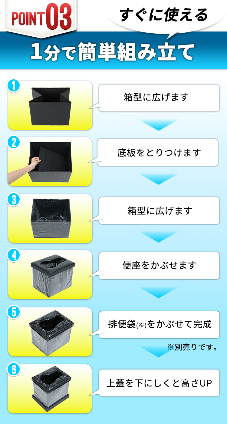 Qbit 折りたたみ簡易トイレ（スツール型）
